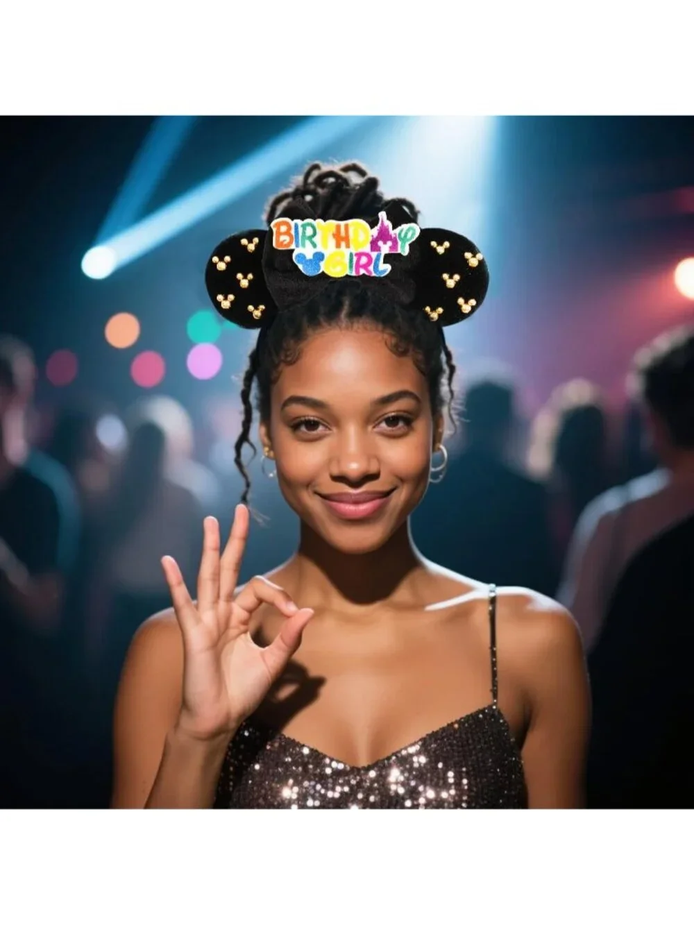 Women Black cotton Candy-Inspired Mickey Mouse Hair Headband